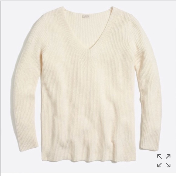 J Crew Wool Blend Cream V-neck Sweater - Picture 1 of 6